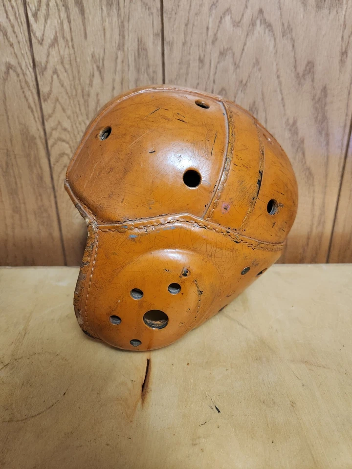 Helmut de cuero vintage original de los años 20-30 Wilson con gran pátina #75 Foto 3 de 4