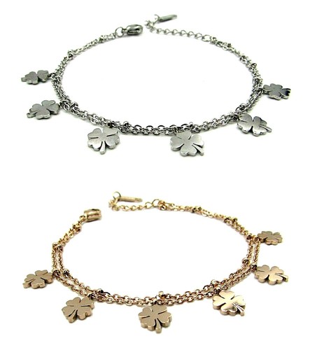 Bracciale donna in acciaio inox con quadrifoglio portafortuna braccialetto da - Foto 2 di 22