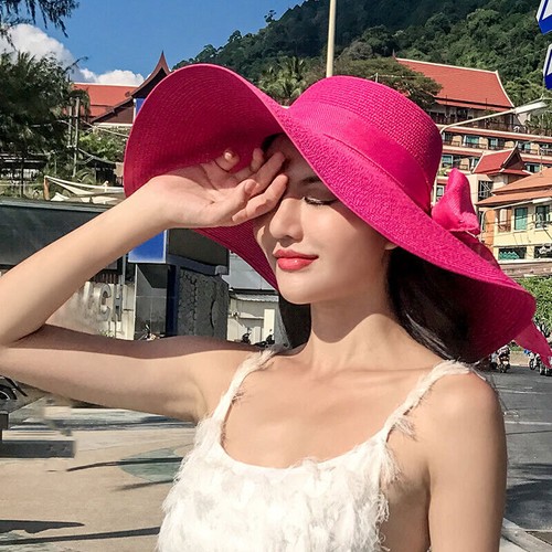 Sommer große Damen große breite Krempe Strohmütze Floppy Sonne Strand faltbare Kappe Mütze - Bild 30 von 30