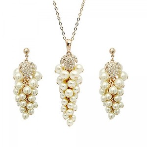 Authentic GORGEOUS SUPERIOR QUALITY 18K ROSE GOLD PLATED & PEARL NECKLACE & EARRING SET