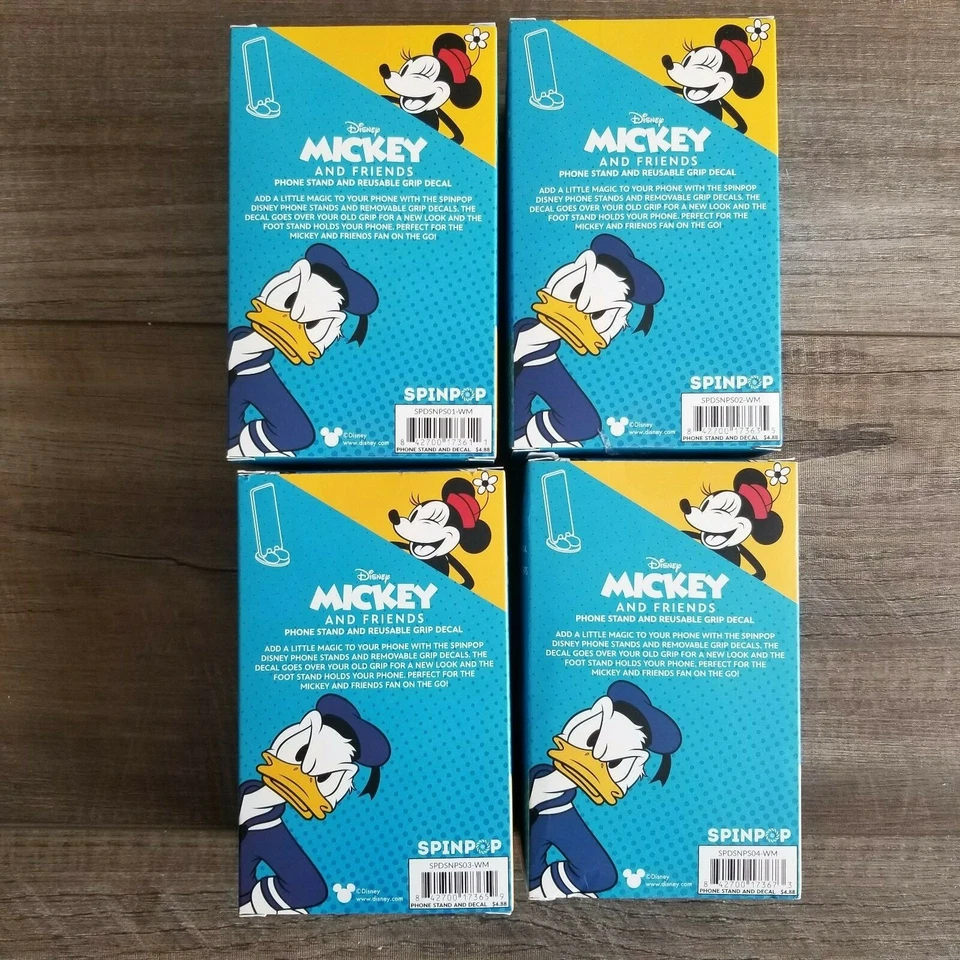 NUEVO Juego de 4 soportes para teléfono SpinPop Mickey and Friends y calcomanías de agarre reutilizables. Foto 3 de 4
