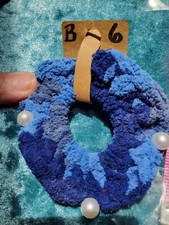 Handmade velvet crochet hair scrunchie Shades Of Blue. White Pins Not Included.