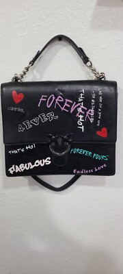 Pinko Italy Forever Fabulous Black Leather Chain Strap Crossbody