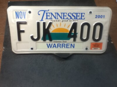 License Plate Tag Tennessee ''Sounds Good'' FJK 400 Warren 2001 Rustic Vintage 