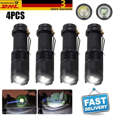 1-4x Mini Superhell LED Taschenlampe Zoom Fackel Stablampe Camping Wandern Licht