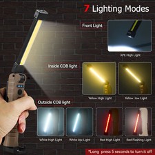 Magnetic Rechargeable COB LED RED Work Light Lamp Flashlight Folding Torch