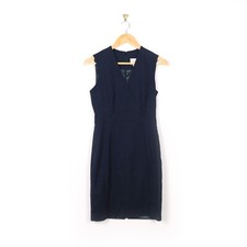 Reiss Justine-Tor Navy blue Seamed Tailored Formal Work Evening Pencil Dress 8UK