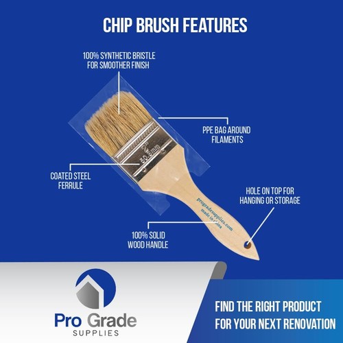 Chip Brush – Paint Brush Set – 24 Pack - Natural China Bristle Paintbrush Set - Picture 4 of 8
