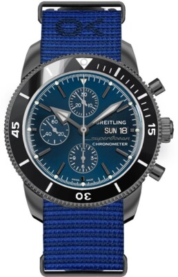 New Breitling Superocean Heritage II M133132A1C1W1 Black Steel Blue Dial Watch