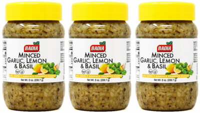 3 pack Badia Minced Garlic Lemon and Basil 8oz Jars