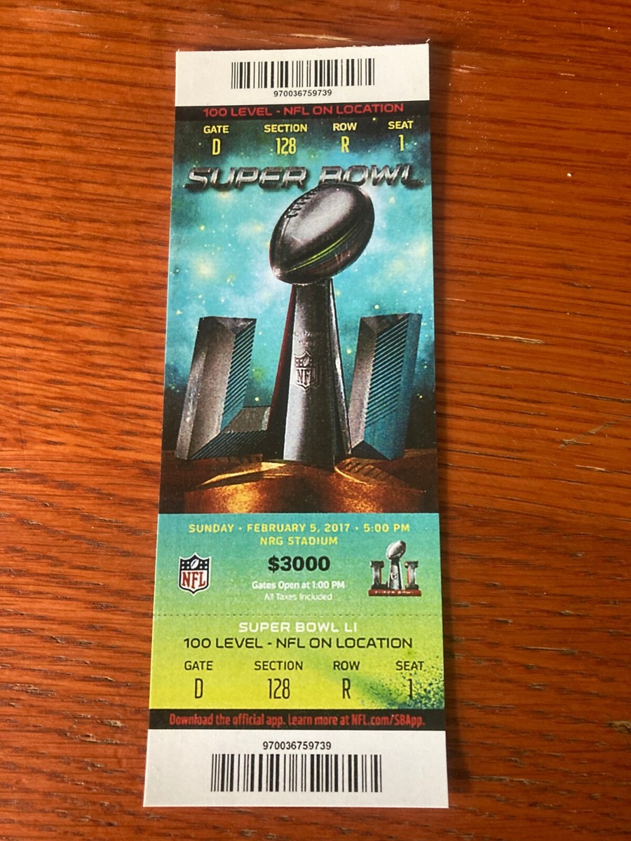 REPLICA LI 51 Super Bowl Ticket -- PATRIOTS top FALCONS -- QB Tom