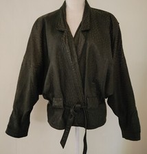 Vintage 90's Maxima Black Leather Jacket Coat Neiman Marcus Made In Usa Womens L