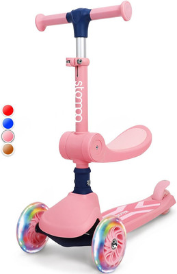 Kinderroller 2in1 ab 2 Jahre 50kg Klappbar mit Sitz LED Räder Höhenverstellbar  