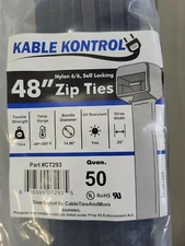 Kable Kontrol Black Zip Ties -Nylon 6/6 - Self-Locking - 48" Inch Long 50 PCS   