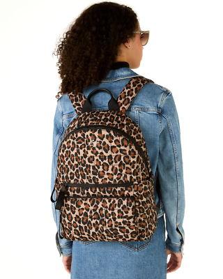 New Kate Spade Camden Quilted Large Leopard Backpack Brown Multi