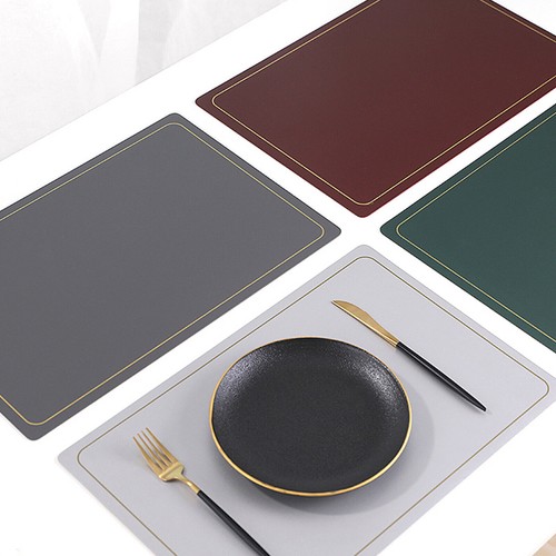 4 Pcs Retro Rectangle Leather Heat Resistance Table Dining Placemat Mat Coaster - Picture 26 of 50