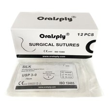 10 Boxes SILK 3-0 Black Braided Oral Surgical Sutures 3/8 Needle Reverse Cutting