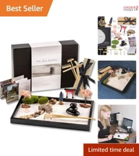 Zen Garden Kit Wooden 11x8in Desk Decor 15 Accessories Relaxation Gift Set