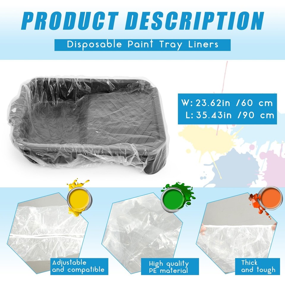 20 Pcs 18 Inch Paint Tray Liners Disposable Paint Roller Tray Liners