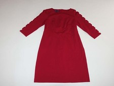 RSVP by Talbots Women's Sheath Dress Size 2 Petite 3/4 Sleeves Red Cold Shoulder