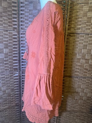 Monoreno dress Boho Large Orange Long sleeve Embroidered Design | eBay