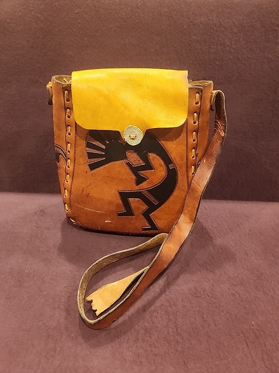Native American Design Leather Bag Hand Made Hand Tooled Hand