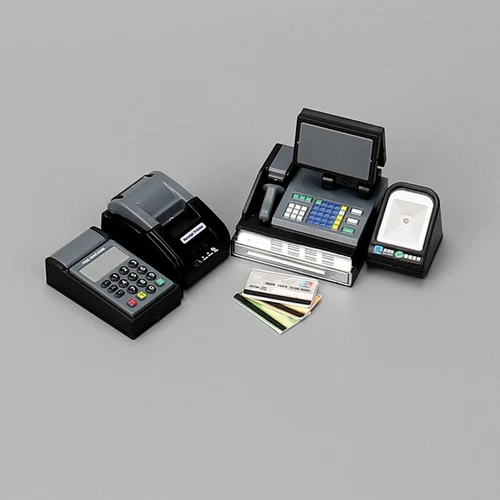7PC Tiny Cashier Credit Card Machine 1/6 Scale Dollhouse Miniatures Accessories