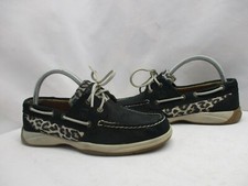 Sperry Top Sider Black Leather Lace Up Boat Shoes Womens Sz 7.5 M Style 9775909