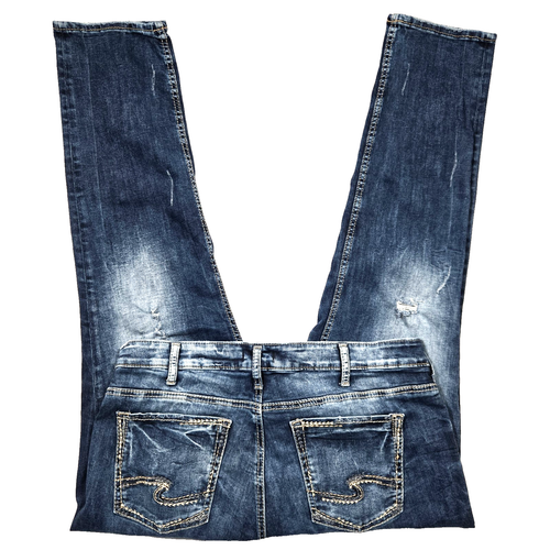 Silver Jeans Co Womens Size 16 (36x29.5) Boyfriend High Rise Dark Wash Fading - Picture 3 of 13