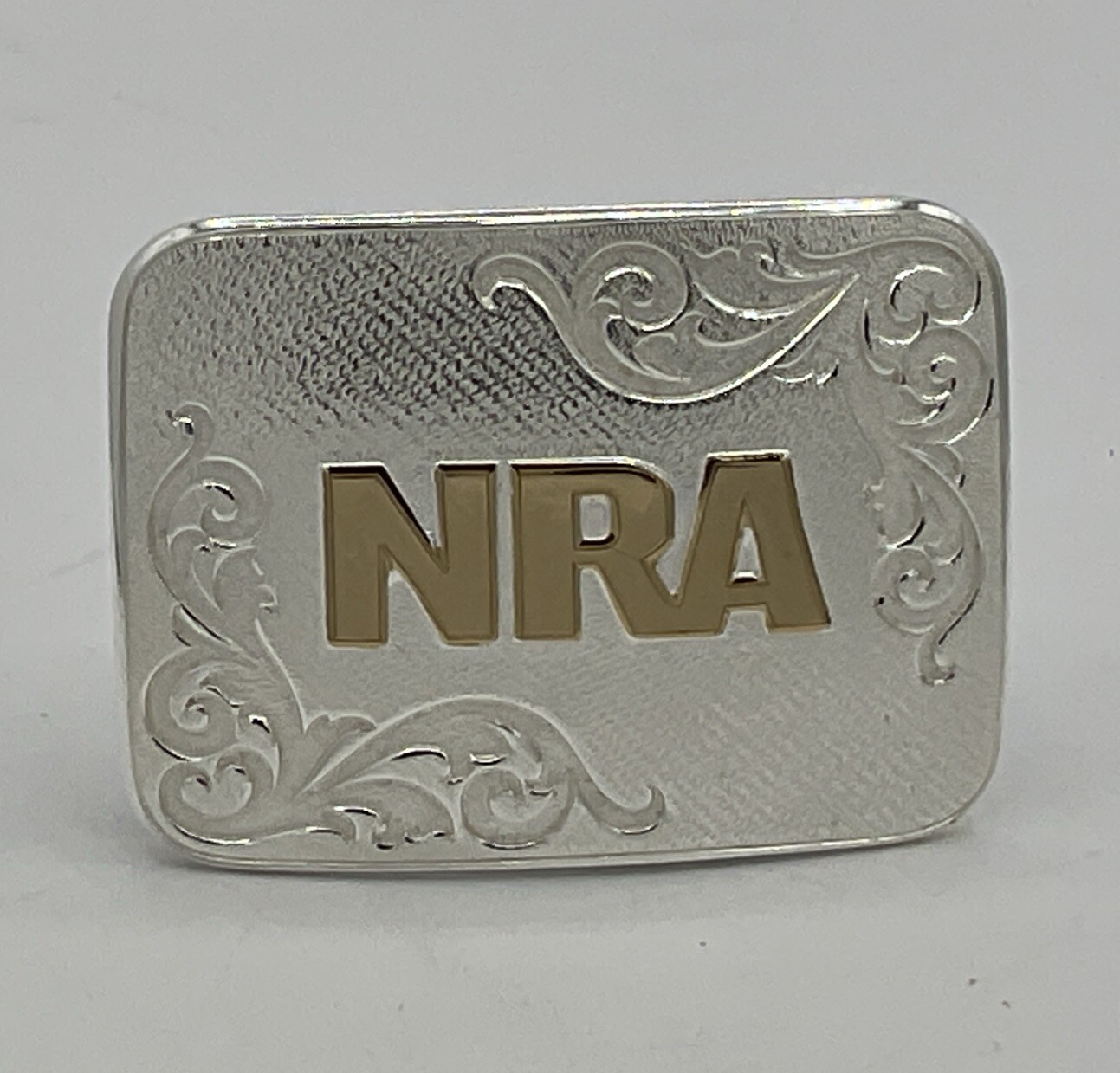 New With Tags NRA Gold/Silver Belt Buckle Montana Silversmiths 0284-1100