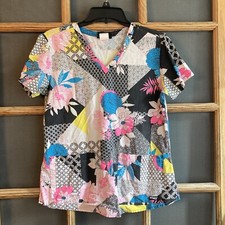 Grey's Anatomy Women's Floral V-Neck Scrub Top Size 16