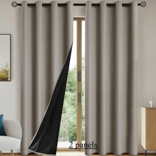 2pcs Solid 100% Blackout Curtain - s for Bedroom and Living Room - UV Protection - Bild 32 von 33