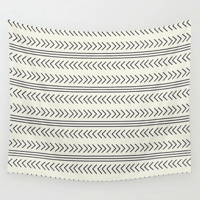 Simple monochrome mudcloth inspired ethnic pattern - black on off white by Brank - Imagem 2 de 2