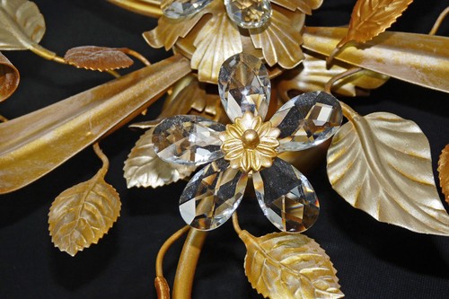 Antique Bedroom Ceiling Ceiling Light Gold Crystal Flowers art.630 - Picture 6 of 7