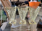 3 Yellow Indiana Glass Pyramid Water Tumblers
