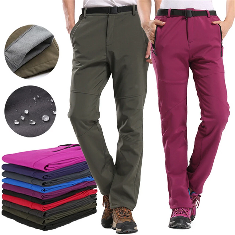 Men Ski Hiking Pants Waterproof Fleece Windproof Pants Outdoor Warm Trousers