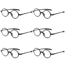 6PK Mens Unisex Round Frame Reading Glasses Clear Lens Readers for Small Faces