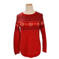 Woolrich Mohair Blend Fair Isle Red Sweater Women s Small/Med Sheep Lightweight