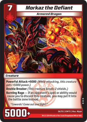 Kaijudo X1 MORKAZ THE DEFIANT Rare #36/55 12MYS The 5 Mystics DUEL
