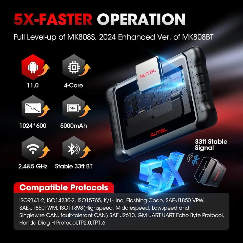 2025 Autel MaxiCom MK808K-BT MK808BT Pro Car Diagnostic Tool Full System Scanner - Image 3 of 4