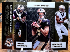 Drew Brees, Alvin Kamara, Michael Thomas 2020 Mosaic Football Flea Flicker #FF12