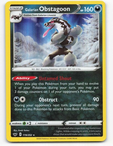 obstagoon pokemon card value - Galarian - Sword and Shield Base - x4 Card Lot Playset prevent all damage done to this Pokmon by attacks from Basic Pokmon. Galarian Obstagoon #245 Prices |