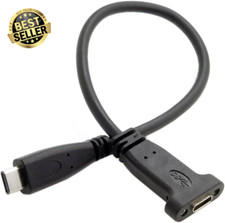 CY USB-C 3.1 Type C Male to Female Extension Cable with Panel Mount Screw Hole
