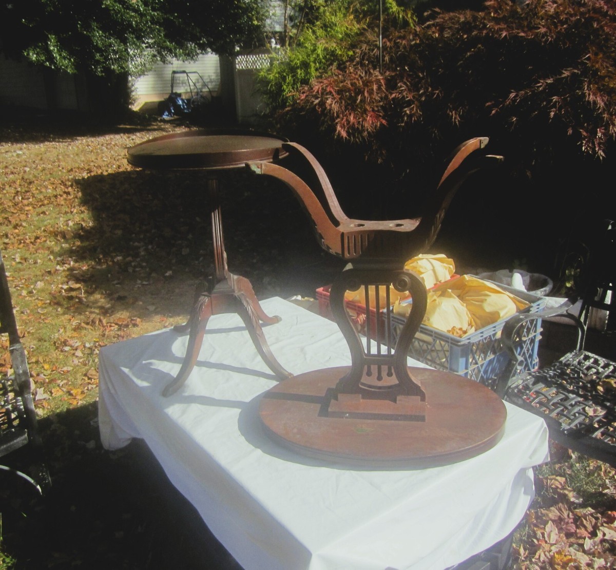 VTG 1900 MERSMAN LYRE HARP TABLES, #6651, MAHOGANY | eBay