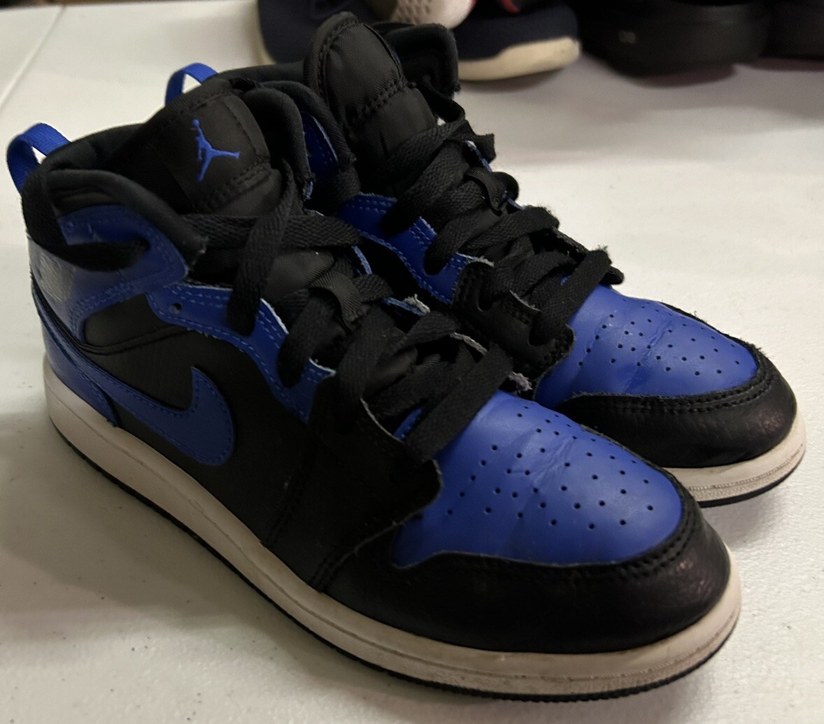 Nike Boys Jordan Mid Hyper Royal Blue Basketball Shoes Sneakers