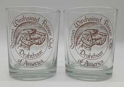 Set of 2 German Wirehaired Pointer Club of America 12oz Whiskey Glasses