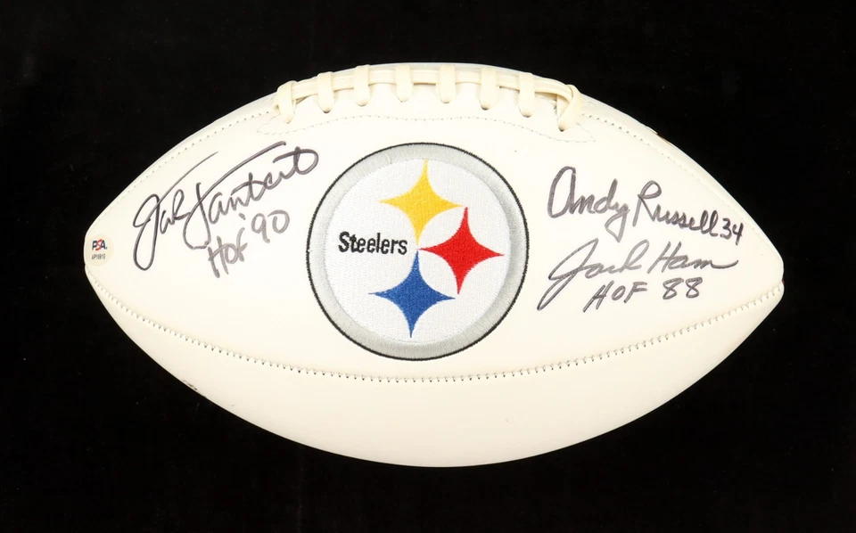 Jack Ham, Jack Lambert, & Andy Russell Signed Steelers Logo Football **RARE** - Image 2 of 4