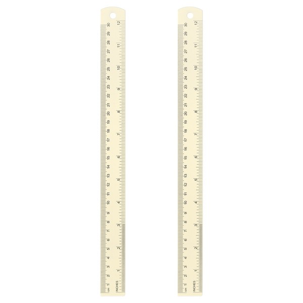2 StüCk Gerade Lineal 30Cm Metrisch Sae Aluminium Lineale Mit Loch Weiß-image