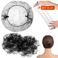 Ballet Hair Net 400 Pcs Black Nylon Mesh 20 Inch Invisible Elastic Buns