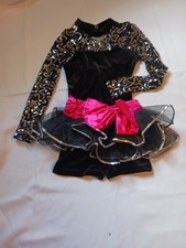 Girls dance Black And Pink Costume. Glitter. Shine. 3 Pieces. Size 7-8.